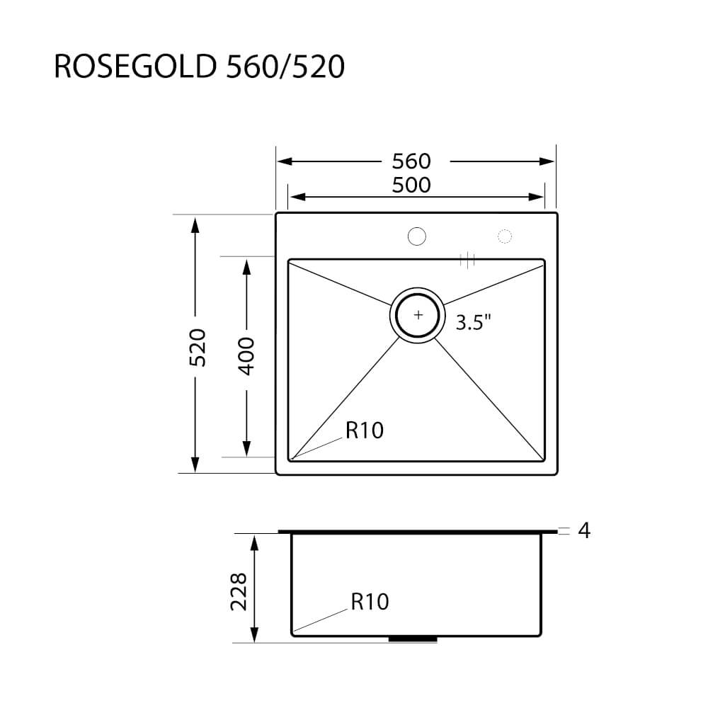 ซิงค์ล้างจาน สแตนเลส 1 หลุม EVE ROSEGOLD 560/520 ขนาด 56 ซม. สี โรสโกลด์_5